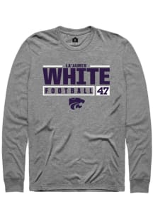 La’James White  K-State Wildcats Graphite Rally NIL Stacked Box Long Sleeve T Shirt