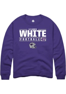 La’James White  Rally K-State Wildcats Mens Purple NIL Stacked Box Long Sleeve Crew Sweatshirt