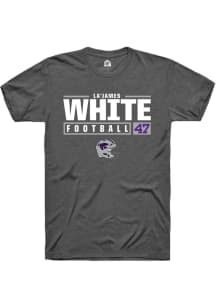 La’James White  K-State Wildcats Dark Grey Rally NIL Stacked Box Short Sleeve T Shirt