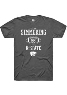Leyton Simmering  K-State Wildcats Dark Grey Rally NIL Sport Icon Short Sleeve T Shirt