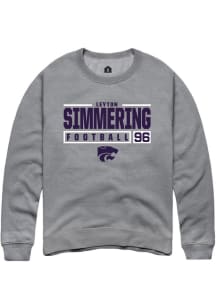 Leyton Simmering  Rally K-State Wildcats Mens Graphite NIL Stacked Box Long Sleeve Crew Sweatshirt