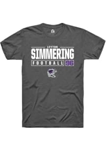 Leyton Simmering  K-State Wildcats Dark Grey Rally NIL Stacked Box Short Sleeve T Shirt