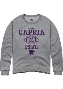 Michael Capria  Rally K-State Wildcats Mens Graphite NIL Sport Icon Long Sleeve Crew Sweatshirt