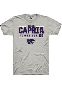 Michael Capria  K-State Wildcats Ash Rally NIL Stacked Box Short Sleeve T Shirt