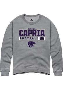 Michael Capria  Rally K-State Wildcats Mens Graphite NIL Stacked Box Long Sleeve Crew Sweatshirt