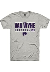 Rex Van Wyhe  K-State Wildcats Ash Rally NIL Stacked Box Short Sleeve T Shirt