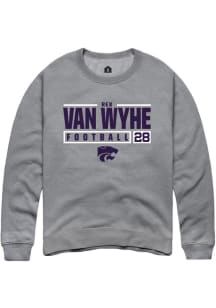 Rex Van Wyhe  Rally K-State Wildcats Mens Graphite NIL Stacked Box Long Sleeve Crew Sweatshirt