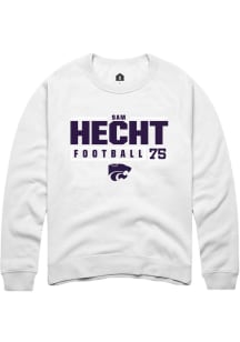 Sam Hecht  Rally K-State Wildcats Mens White NIL Stacked Box Long Sleeve Crew Sweatshirt