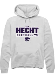 Sam Hecht  Rally K-State Wildcats Mens White NIL Stacked Box Long Sleeve Hoodie
