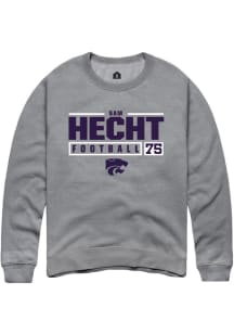 Sam Hecht  Rally K-State Wildcats Mens Graphite NIL Stacked Box Long Sleeve Crew Sweatshirt