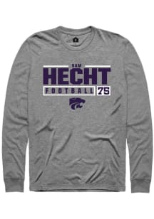Sam Hecht  K-State Wildcats Graphite Rally NIL Stacked Box Long Sleeve T Shirt