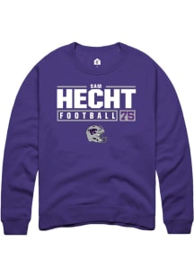 Sam Hecht  Rally K-State Wildcats Mens Purple NIL Stacked Box Long Sleeve Crew Sweatshirt