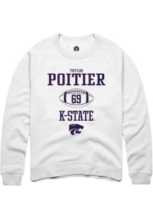 Taylor Poitier  Rally K-State Wildcats Mens White NIL Sport Icon Long Sleeve Crew Sweatshirt