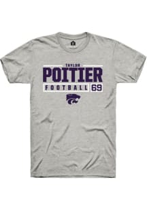 Taylor Poitier  K-State Wildcats Ash Rally NIL Stacked Box Short Sleeve T Shirt