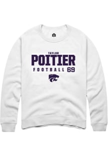 Taylor Poitier  Rally K-State Wildcats Mens White NIL Stacked Box Long Sleeve Crew Sweatshirt