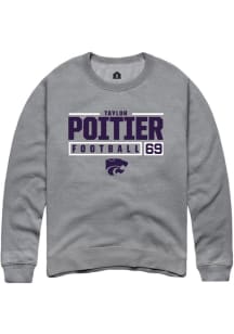 Taylor Poitier  Rally K-State Wildcats Mens Graphite NIL Stacked Box Long Sleeve Crew Sweatshirt