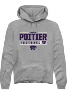 Taylor Poitier  Rally K-State Wildcats Mens Graphite NIL Stacked Box Long Sleeve Hoodie