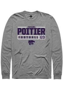 Taylor Poitier  K-State Wildcats Graphite Rally NIL Stacked Box Long Sleeve T Shirt