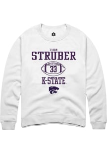 Tyson Struber  Rally K-State Wildcats Mens White NIL Sport Icon Long Sleeve Crew Sweatshirt