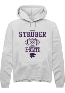 Tyson Struber  Rally K-State Wildcats Mens White NIL Sport Icon Long Sleeve Hoodie