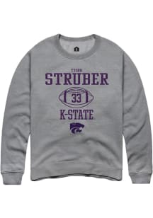 Tyson Struber  Rally K-State Wildcats Mens Graphite NIL Sport Icon Long Sleeve Crew Sweatshirt