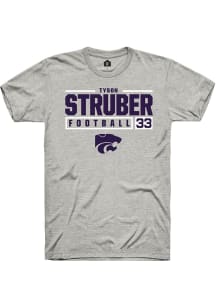 Tyson Struber  K-State Wildcats Ash Rally NIL Stacked Box Short Sleeve T Shirt
