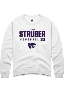 Tyson Struber  Rally K-State Wildcats Mens White NIL Stacked Box Long Sleeve Crew Sweatshirt