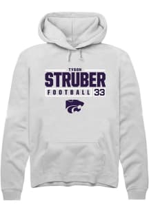 Tyson Struber  Rally K-State Wildcats Mens White NIL Stacked Box Long Sleeve Hoodie