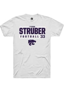 Tyson Struber  K-State Wildcats White Rally NIL Stacked Box Short Sleeve T Shirt