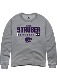 Tyson Struber  Rally K-State Wildcats Mens Graphite NIL Stacked Box Long Sleeve Crew Sweatshirt