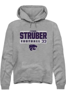 Tyson Struber  Rally K-State Wildcats Mens Graphite NIL Stacked Box Long Sleeve Hoodie