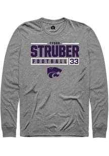 Tyson Struber  K-State Wildcats Graphite Rally NIL Stacked Box Long Sleeve T Shirt