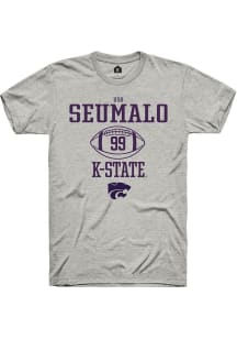 Uso Seumalo  K-State Wildcats Ash Rally NIL Sport Icon Short Sleeve T Shirt