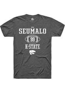 Uso Seumalo  K-State Wildcats Dark Grey Rally NIL Sport Icon Short Sleeve T Shirt
