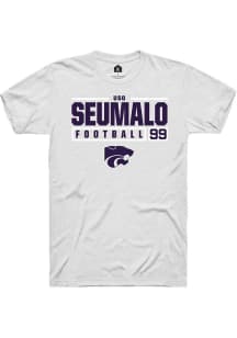 Uso Seumalo  K-State Wildcats White Rally NIL Stacked Box Short Sleeve T Shirt