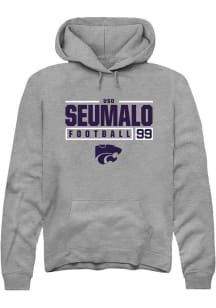 Uso Seumalo  Rally K-State Wildcats Mens Graphite NIL Stacked Box Long Sleeve Hoodie
