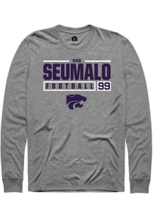 Uso Seumalo  K-State Wildcats Graphite Rally NIL Stacked Box Long Sleeve T Shirt