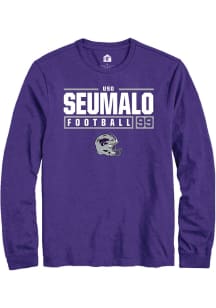 Uso Seumalo  K-State Wildcats Purple Rally NIL Stacked Box Long Sleeve T Shirt