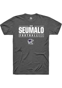 Uso Seumalo  K-State Wildcats Dark Grey Rally NIL Stacked Box Short Sleeve T Shirt
