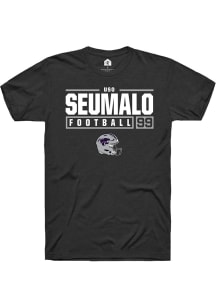 Uso Seumalo  K-State Wildcats Black Rally NIL Stacked Box Short Sleeve T Shirt