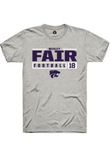 Wesley Fair  K-State Wildcats Ash Rally NIL Stacked Box Short Sleeve T Shirt