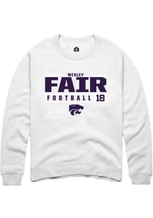 Wesley Fair  Rally K-State Wildcats Mens White NIL Stacked Box Long Sleeve Crew Sweatshirt