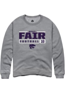 Wesley Fair  Rally K-State Wildcats Mens Graphite NIL Stacked Box Long Sleeve Crew Sweatshirt