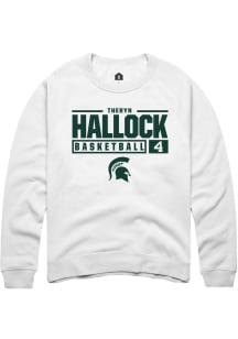 Theryn Hallock  Rally Michigan State Spartans Mens White NIL Stacked Box Long Sleeve Crew Sweatshi..