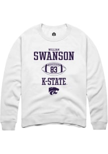 William Swanson  Rally K-State Wildcats Mens White NIL Sport Icon Long Sleeve Crew Sweatshirt