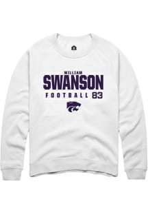 William Swanson  Rally K-State Wildcats Mens White NIL Stacked Box Long Sleeve Crew Sweatshirt