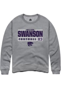William Swanson  Rally K-State Wildcats Mens Graphite NIL Stacked Box Long Sleeve Crew Sweatshirt