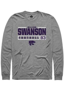 William Swanson  K-State Wildcats Graphite Rally NIL Stacked Box Long Sleeve T Shirt