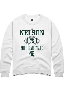 Ben Nelson  Rally Michigan State Spartans Mens White NIL Sport Icon Long Sleeve Crew Sweatshirt