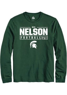 Ben Nelson  Michigan State Spartans Green Rally NIL Stacked Box Long Sleeve T Shirt